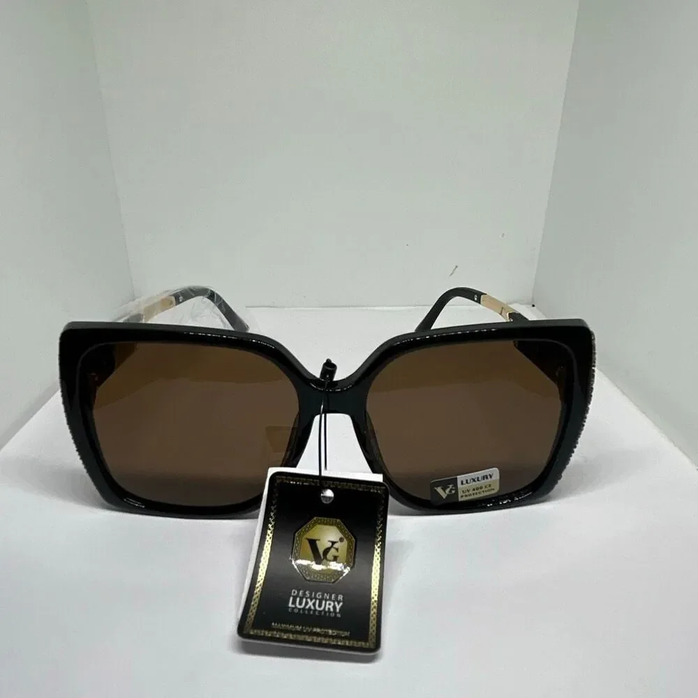 VG Bling Designer Luxury Oversized Square Sunglasses NWT UV400 Protection